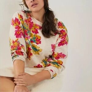 Anthropologie Saturday/Sunday Edita Floral Sweatshirt in Cream, Size S